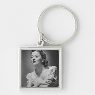 Woman Posing in Studio Key Ring