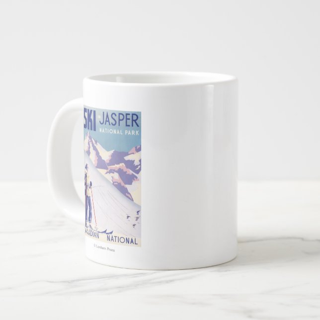 Woman Posing Open Slopes Poster Large Coffee Mug (Front Left)