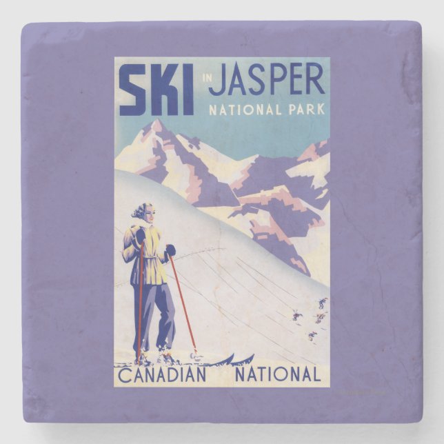 Woman Posing Open Slopes Poster Stone Coaster (Front)