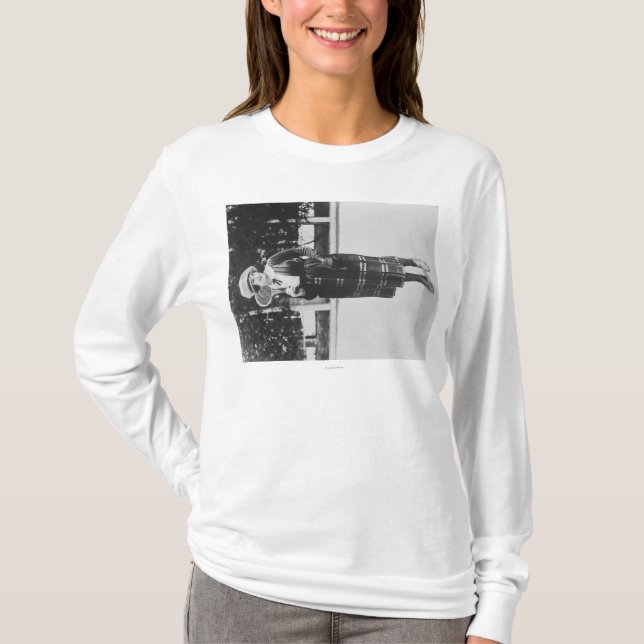 Woman Posting in Tennis Outfit Photograph T-Shirt (Front)