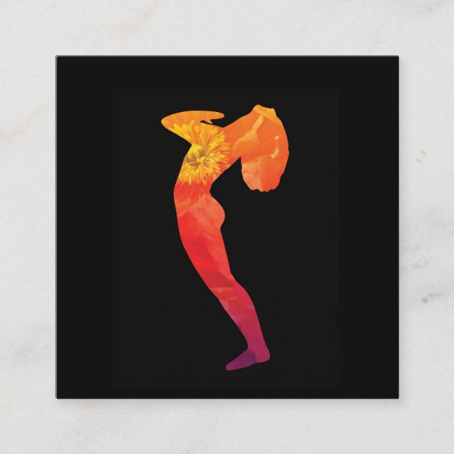 Woman Practicing Yoga Pose | Customisable Square Business Card (Front)