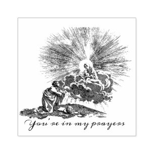 Woman Praying to Mary & Jesus Religious Rubber Stamp