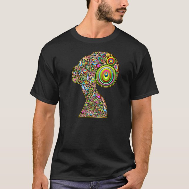 Woman Psychedelic Design Portrait T-Shirt (Front)