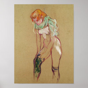 Woman Pulling Up her Stocking, 1894 (oil on card) Poster
