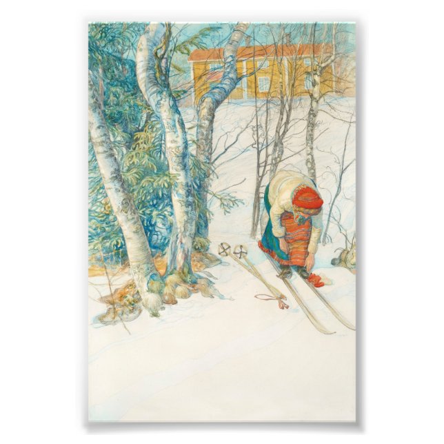 Woman Putting on Skis - Skidloperskan Photo Print (Front)