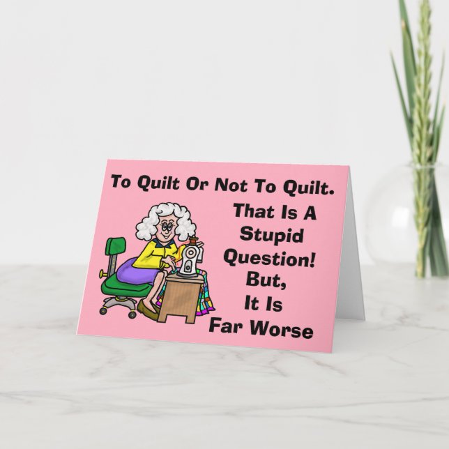 Woman Quilting Birthday Greeting Card (Front)