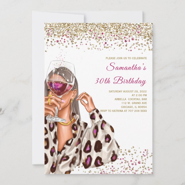  Woman Rainbow Birthday Invitations (Front)