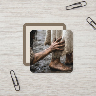 Woman Reaching for Jesus Square Business Card