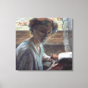 Woman Reading, 1909 (oil on canvas) Canvas Print