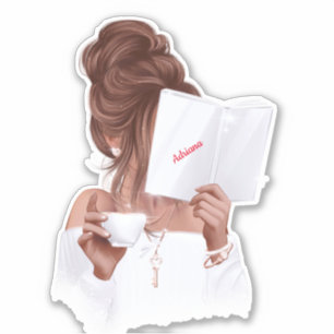 Woman Reading a book Coffee Fashion Personalised