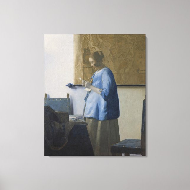 Woman Reading a Letter, c.1662-63 (oil on canvas) Canvas Print (Front)