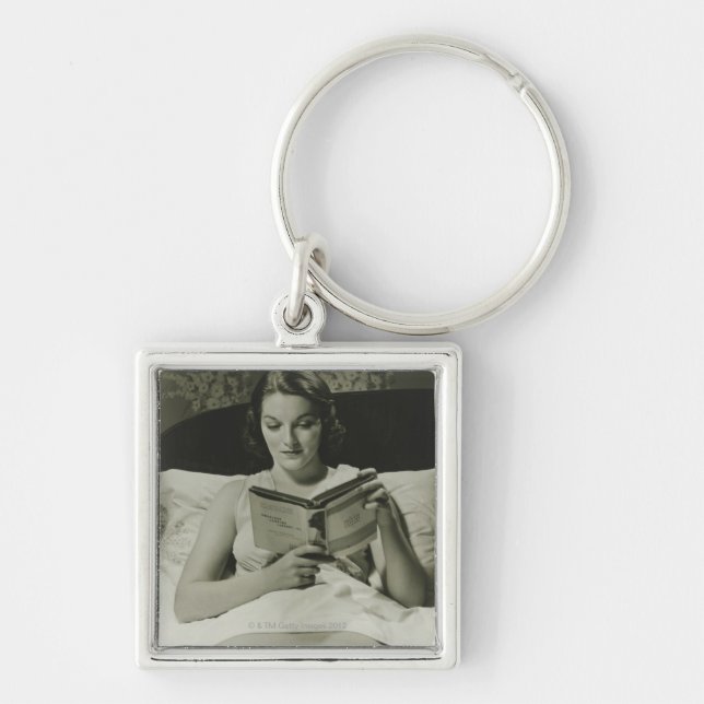 Woman Reading Book Key Ring (Front)