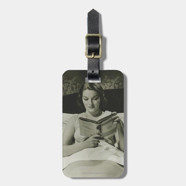 Woman Reading Book Luggage Tag (Front Vertical)