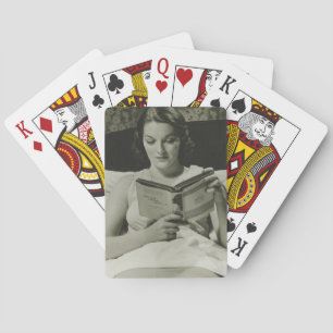 Woman Reading Book Playing Cards