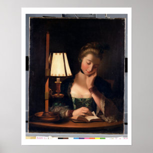 Woman Reading by a Paper-bell Shade, 1766 (oil on Poster