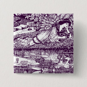 Woman Reading by a pond 15 Cm Square Badge