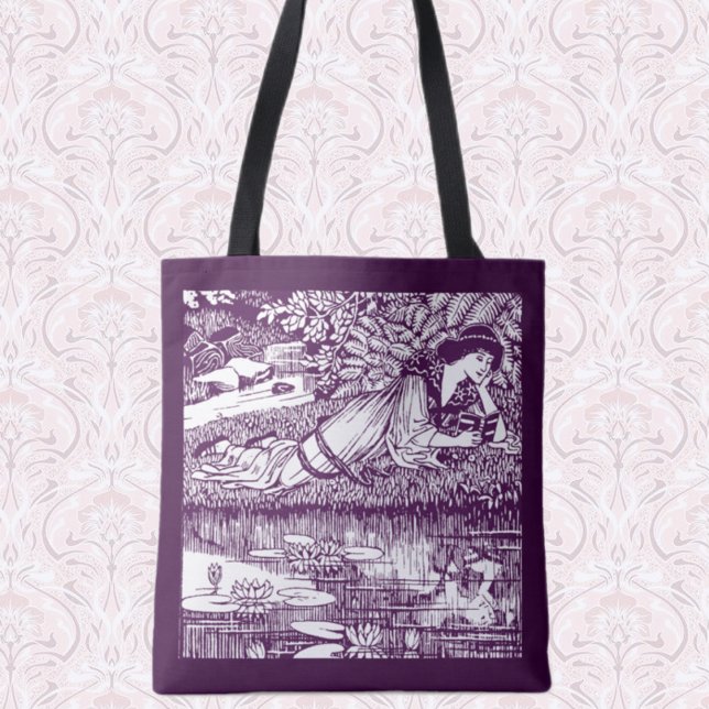 Woman Reading by a pond  Tote Bag (Creator Uploaded)