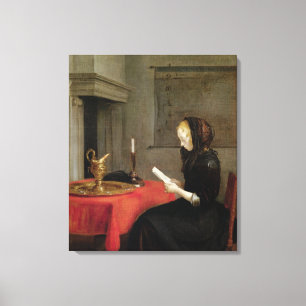 Woman Reading, c.1662 Canvas Print