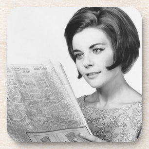 Woman Reading Newpaper Coaster