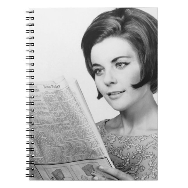 Woman Reading Newpaper Spiral Notebook (Front)