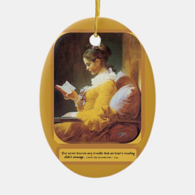 Woman reading ornament (Front)