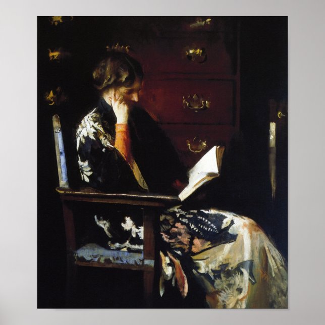 Woman Reading Vintage Art Poster (Front)