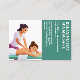 Woman Receiving Relaxing Back Massage Business Card