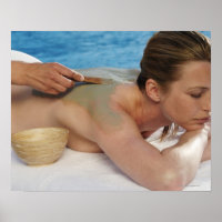 Woman receiving spa treatment, side view, close