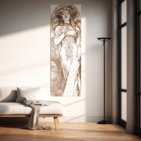 Woman Red Crayon Study Alphonse Mucha Art Nouveau