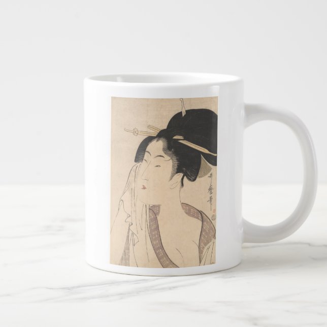 Woman Relaxing after Her Bath Large Coffee Mug (Right)