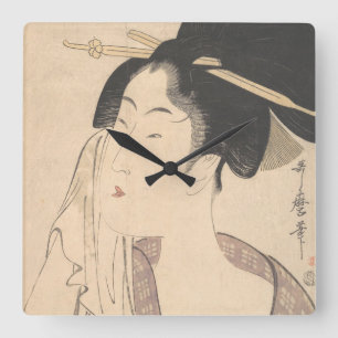 Woman Relaxing after Her Bath Square Wall Clock