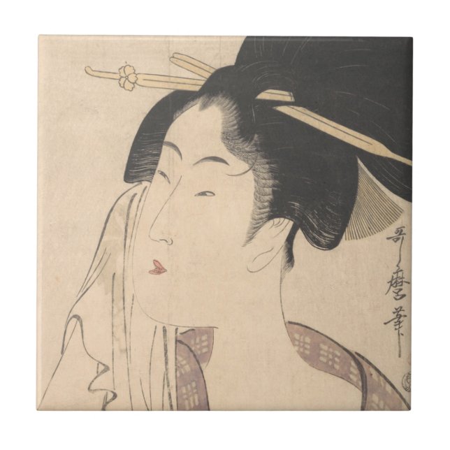 Woman Relaxing after Her Bath Tile (Front)