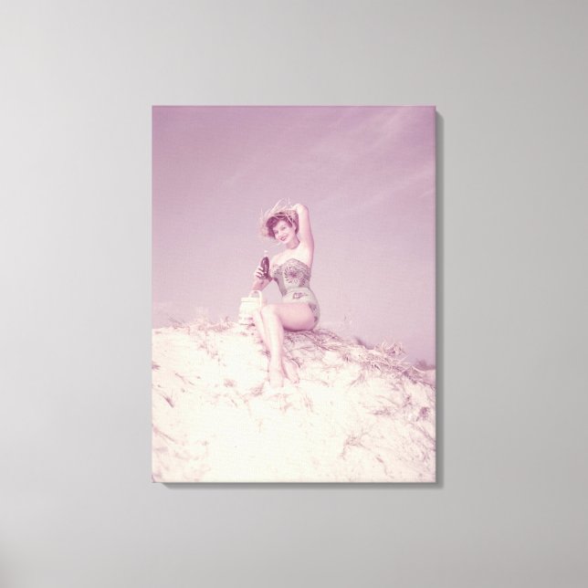 Woman Relaxing on Beach Canvas Print (Front)