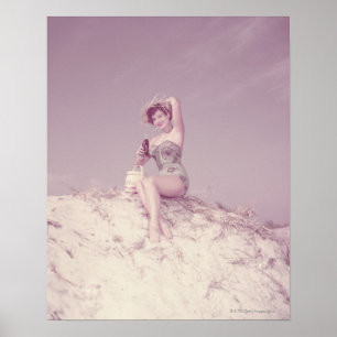 Woman Relaxing on Beach Poster