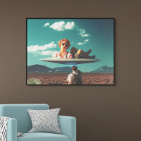 Woman Relaxing on UFO in Desert
