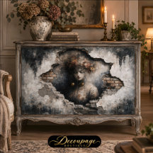 Woman Revealed in Crumbling Wall Decoupage