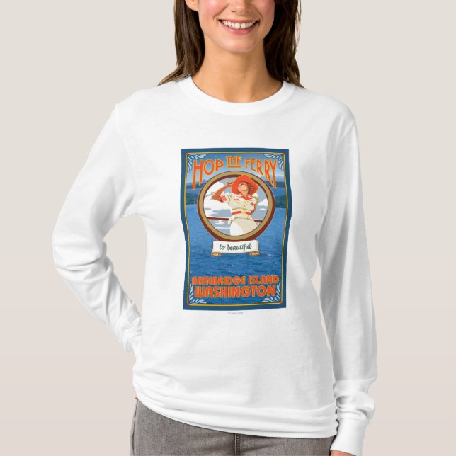 Woman Riding Ferry - Bainbridge Island, WA T-Shirt (Front)