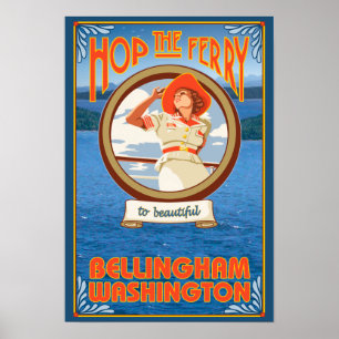 Woman Riding Ferry - Bellingham, Washington Poster