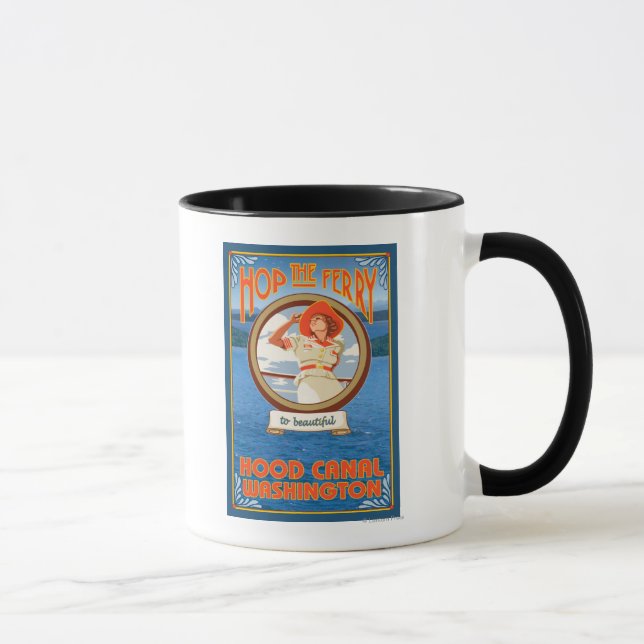 Woman Riding Ferry - Hood Canal, Washington Mug (Right)