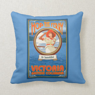 Woman Riding Ferry - Victoria, BC Canada Cushion