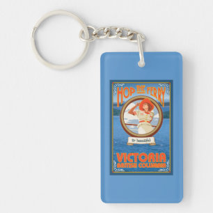 Woman Riding Ferry - Victoria, BC Canada Key Ring
