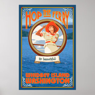 Woman Riding Ferry - Whidbey Island, Washington Poster