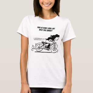 Woman Riding Motorcycle Biker Chick Art T-Shirt