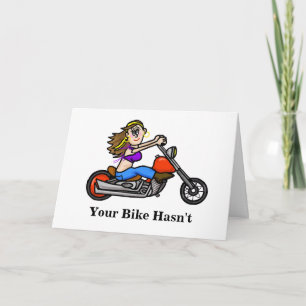 Woman Riding Motorcycle Birthday Card