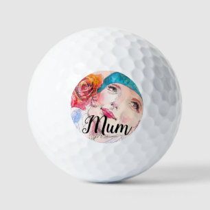 Woman Rose Watercolor Flower Mum Golf Golf Balls