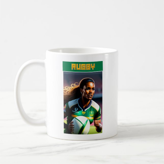 Woman Rugby Player Mug (Left)