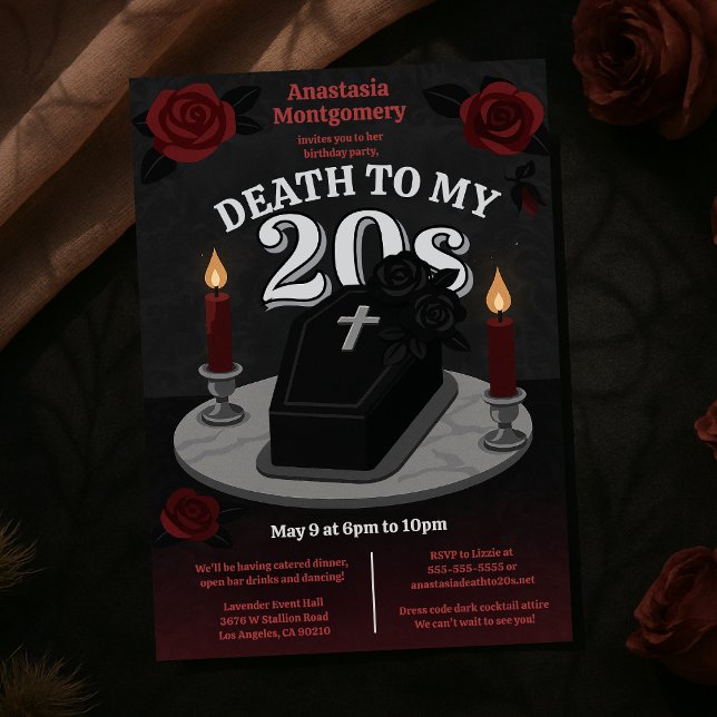 Woman’s Dark 30th Birthday Death to My 20s Gothic  Invitation (Woman’s Dark 30th Birthday Death to My 20s Gothic Invitation)