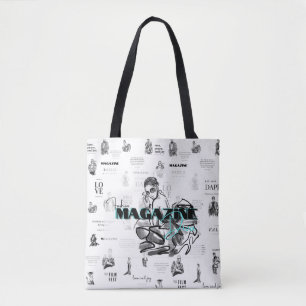 Woman’s fashion magazine design tote bag