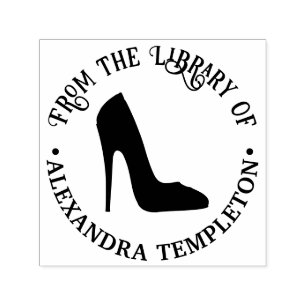Woman’s Stiletto High Heel Shoe Library Book Name Self-inking Stamp