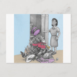 Woman’s Stuff Falls Out of Closet Postcard